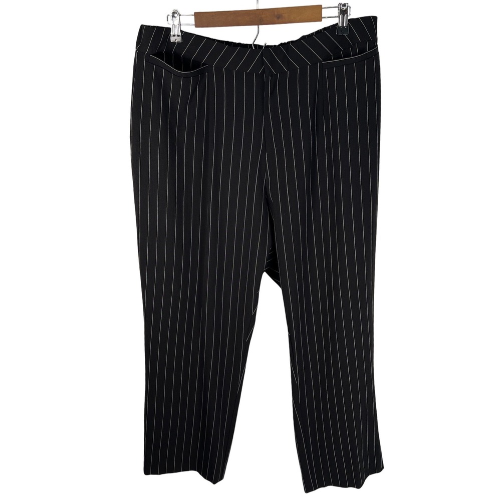 Catherines Right Fit Curvy Black Pinstripe Dress Pants Womens 16WP Plus Petite